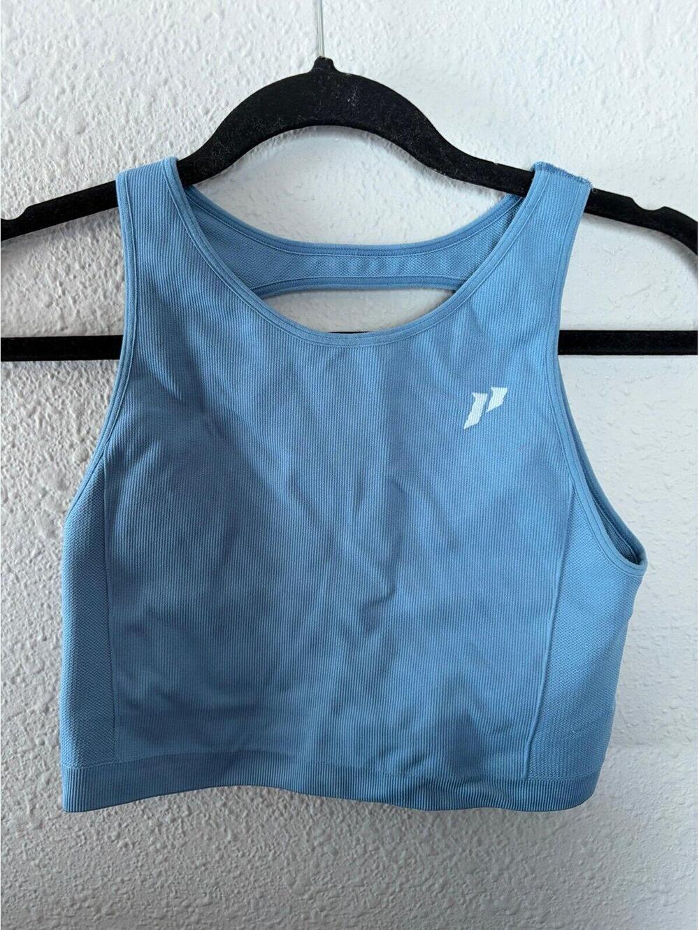 1st Phorm blue seamless high neck long line sports bra/cropped tank. Best for a
